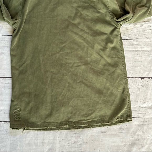 TopShop army green button jacket distressed shacket size 4 small - Picture 11 of 11